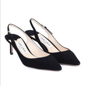 Jimmy Choo NEW Erin Suede Slingback Pump Black 60